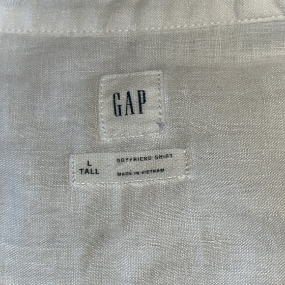 GAP optic white linen Oversized Boyfriend shirt size Large Tall - Picture 12 of 14